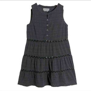 Anthropologie Jacquard Fabric Cutout Lace Sleeveless Black Tunic Dress